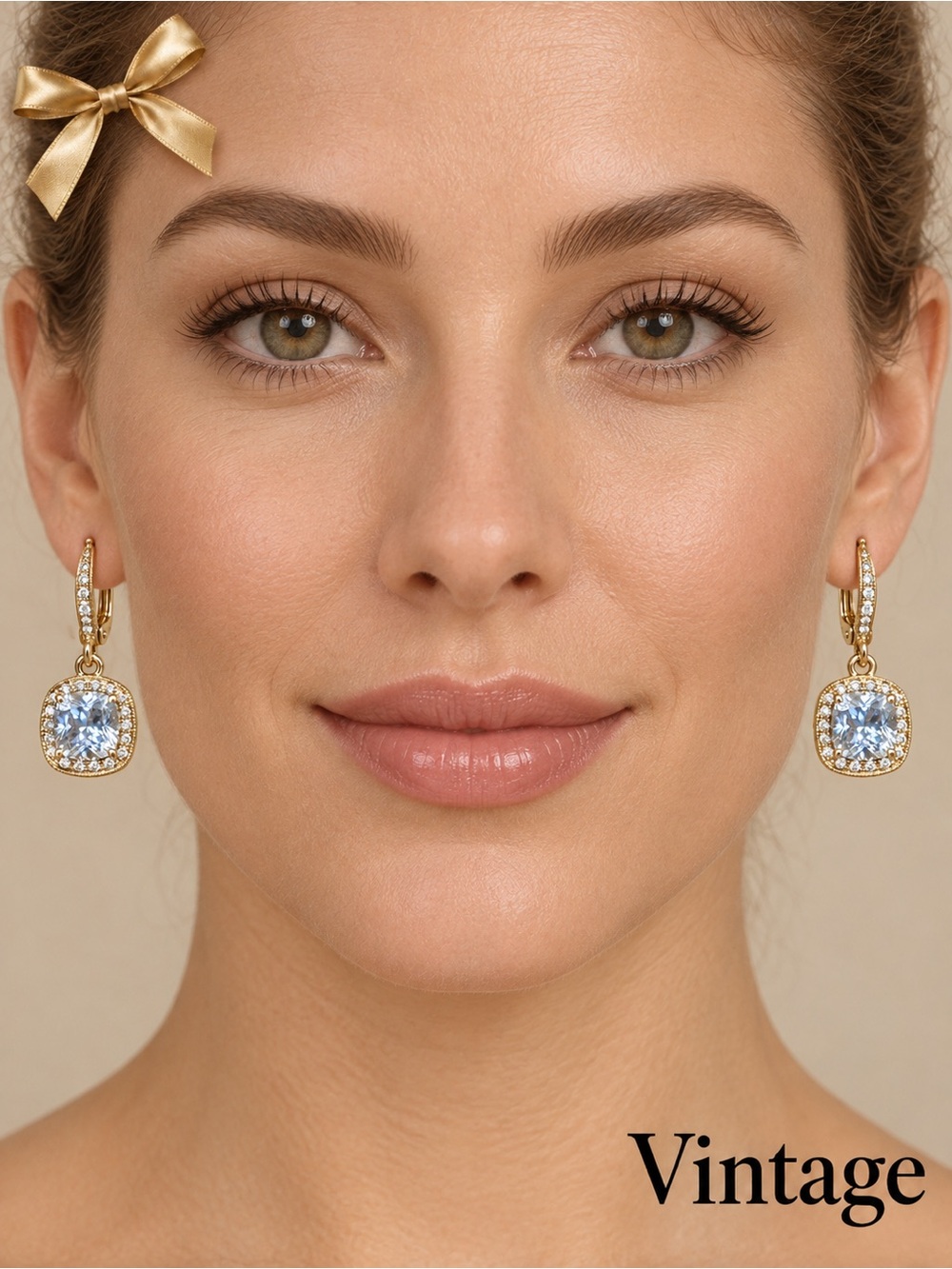 Gold Cushion-Cut Halo Drop Earrings
High-Quality Costume Jewelry